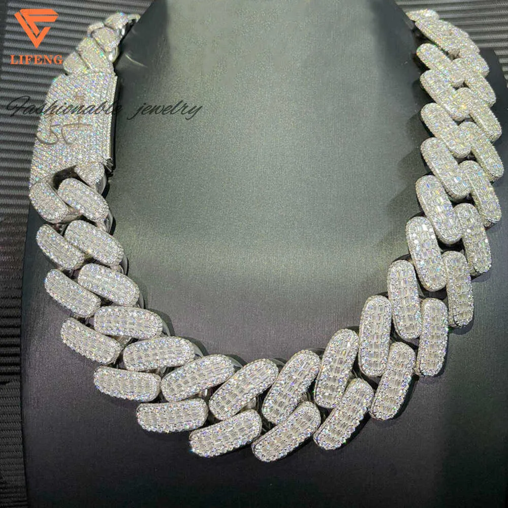 出産祝いなども豊富 Lifeng 30mm VVS Moissanite Link Baguette Diamond Sterling ぬいぐるみ