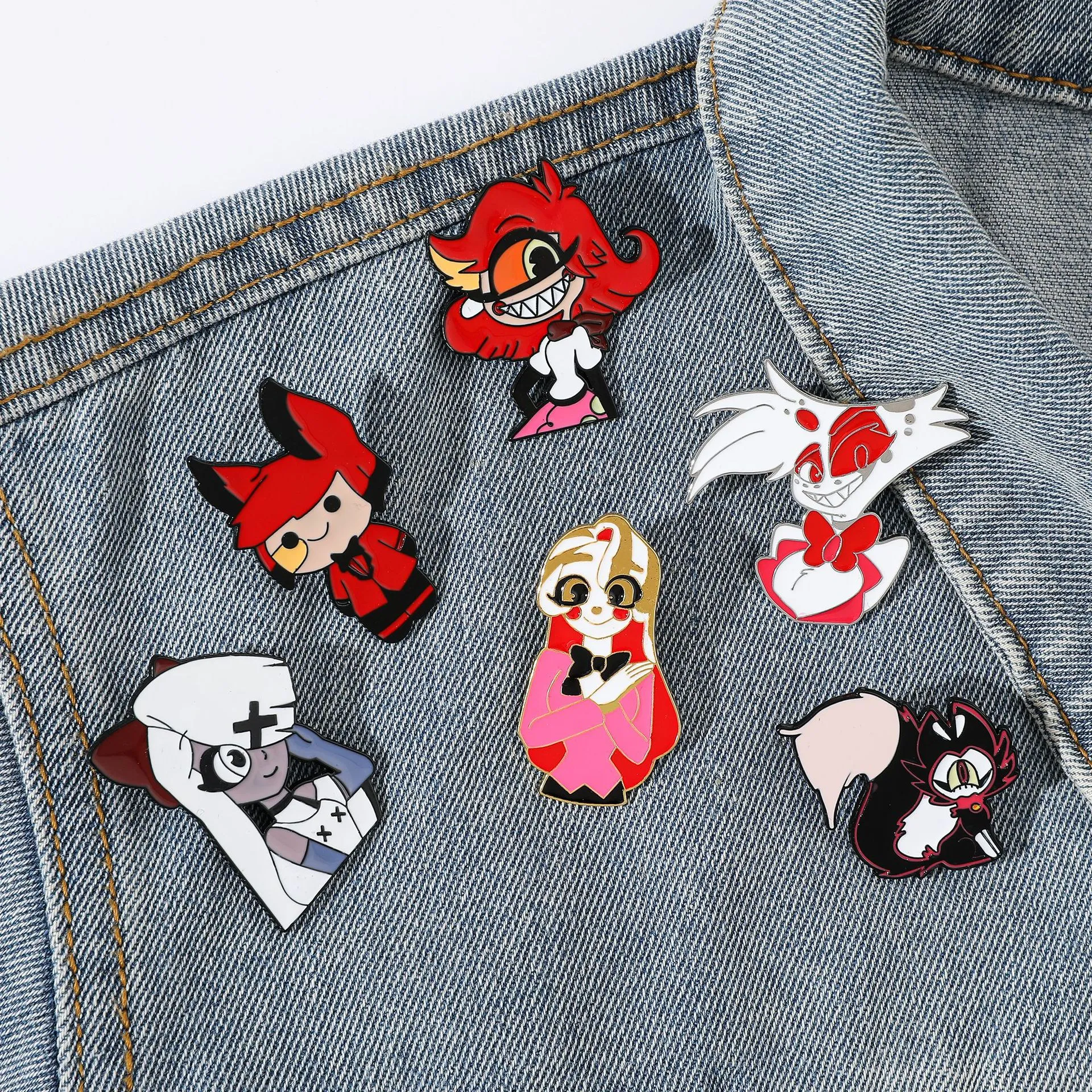 Halloween Hazbin Hotel funny characters enamel pin Cute Anime Movies Games Hard Enamel Pins Collect Metal Cartoon Brooch Backpack Hat Bag Collar Lapel Badges