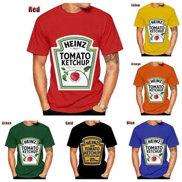 Men's T-Shirts New Fashion Summer Tomato T-shirt Mens and Womens Strt Casual Fashion Hip-hop Round Neck Short Slve Top heinz ketchup T240506