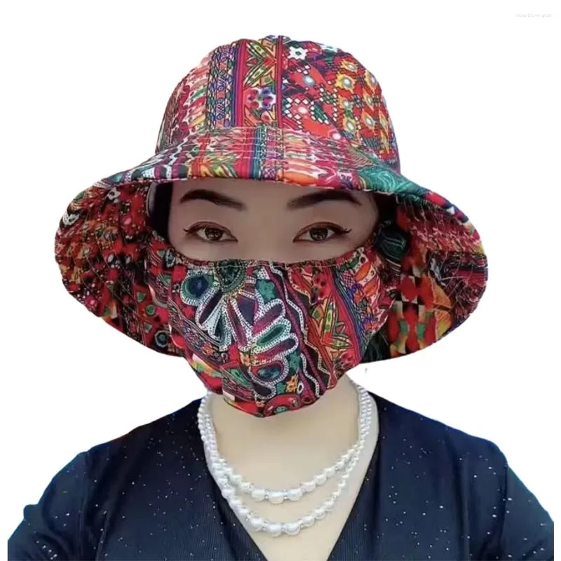 Berets Spring And Summer Cotton Women's Mask Hat Integrated Sun Protection Outdoor Tea Picking Cycling Tool