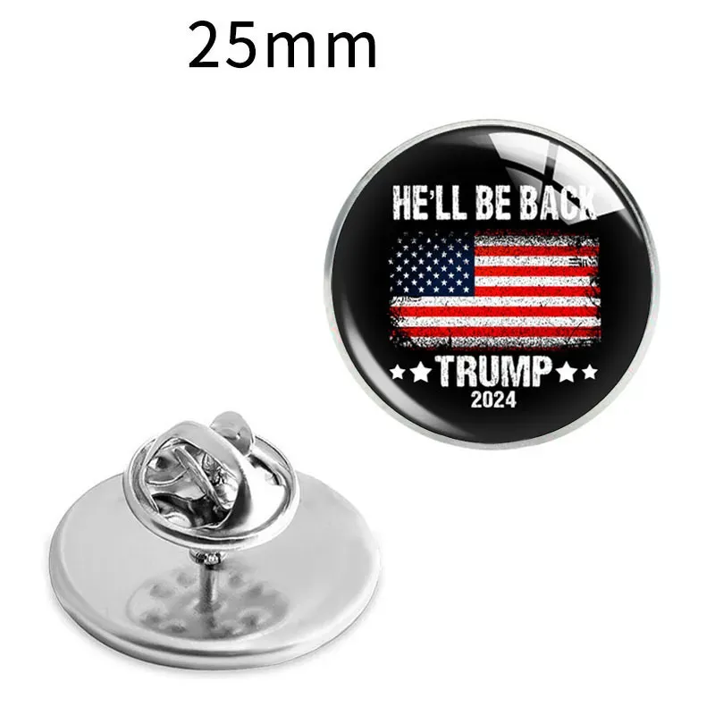 2024 Trump Brooches American Election Trump Metal Badge Pins Glass Brooch 9 Style