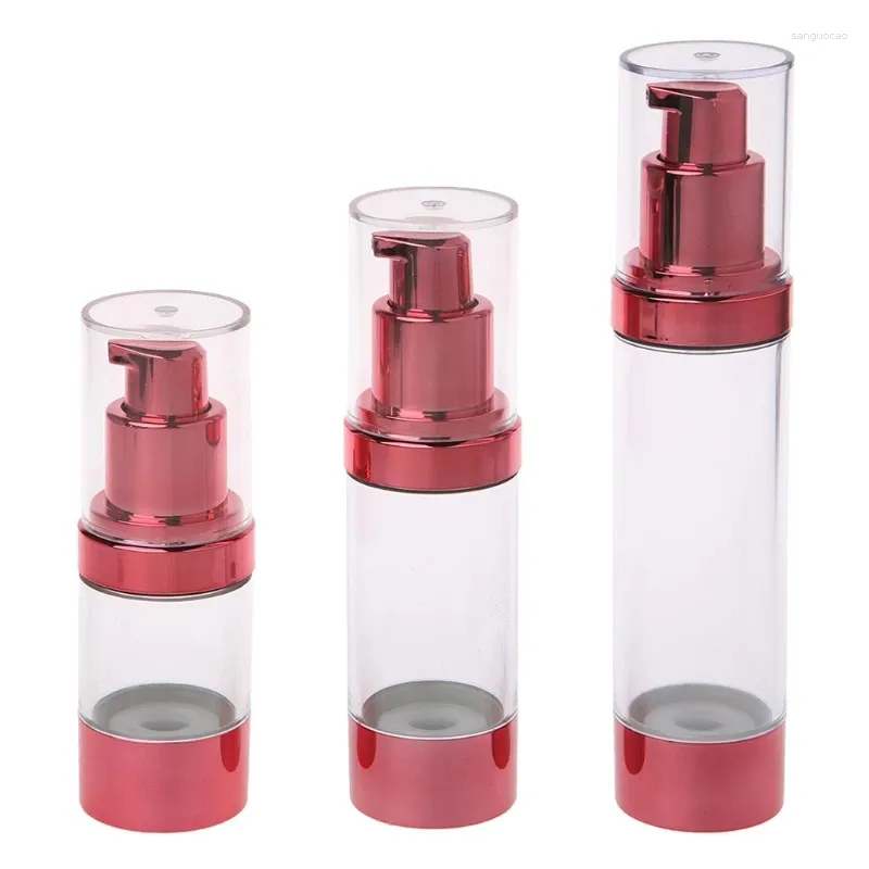 Bouteilles de rangement 30 ml de vin rouge plastique rouge Pompe sans air de pompe à bouteille / émulsion / sérum / fondation liquide / Whitening Essence Skin Care Cosmetic