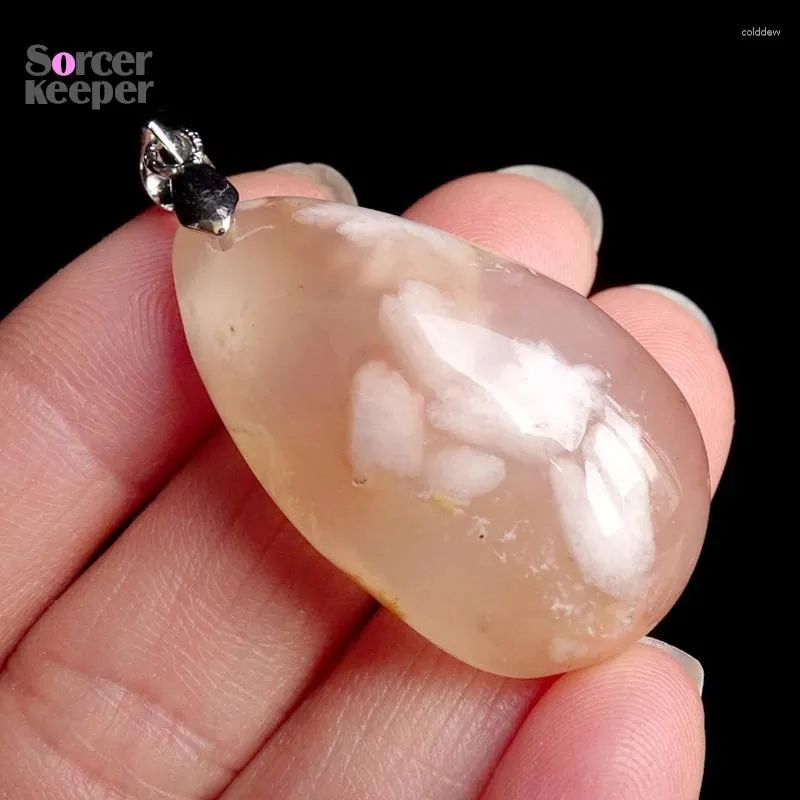 Подвесные ожерелья мода Diy Charm Женщины Man Natural Cherry Blossoms Agate Stone Slide Healing Crystal для украшения ювелирных изделий YS705