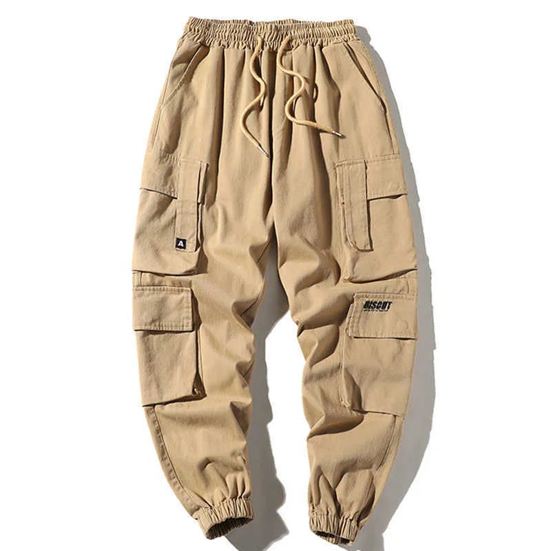 Męskie spodnie kieszonkowe spodnie męskie Męki joggingowe spodni bawełniana pełna długość wojskowa odzież uliczna odzież męska