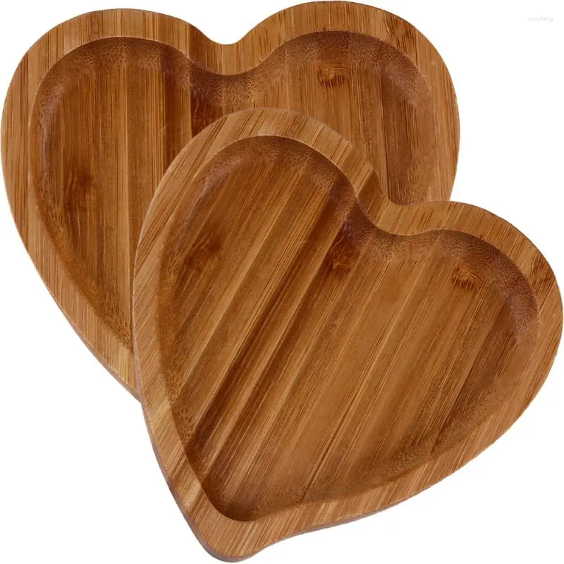 Assiettes 2 PCS Dessert Plate de plaque bijoux en bois de service en bois pour divertir le bambou grand plateau de charcuterie plateaux en bois thé en bois