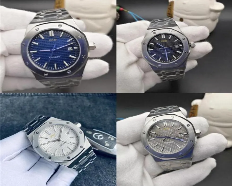 Zegarek 2021 Klasyczne mężczyzn zegarek ze stali nierdzewnej automatyczne mechaniczne Srebrne Rose Gold Blue Black Royal Sapphire Patrz Throu6067672