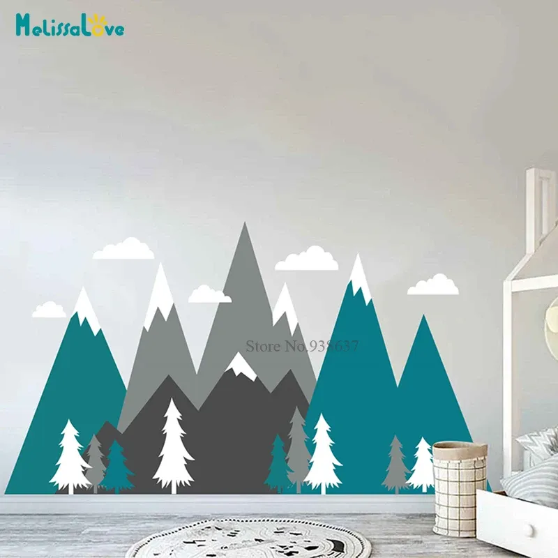 Autocollants Nursery Adventure Mountain Mural Decal Woodland Playroom Baby Room Decor Autovable Vinyl Wall Sticker Ba989