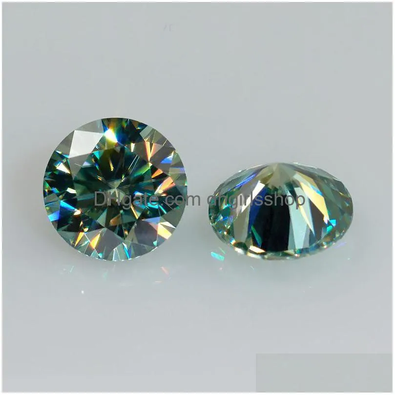 Pedras preciosas 3,015 mm Pedra de moissanita de 1,0ct 6,5 mm de cor verde redonda brilhante VVS1 Gemstone Teste positivo com certificado GRA DHO1K