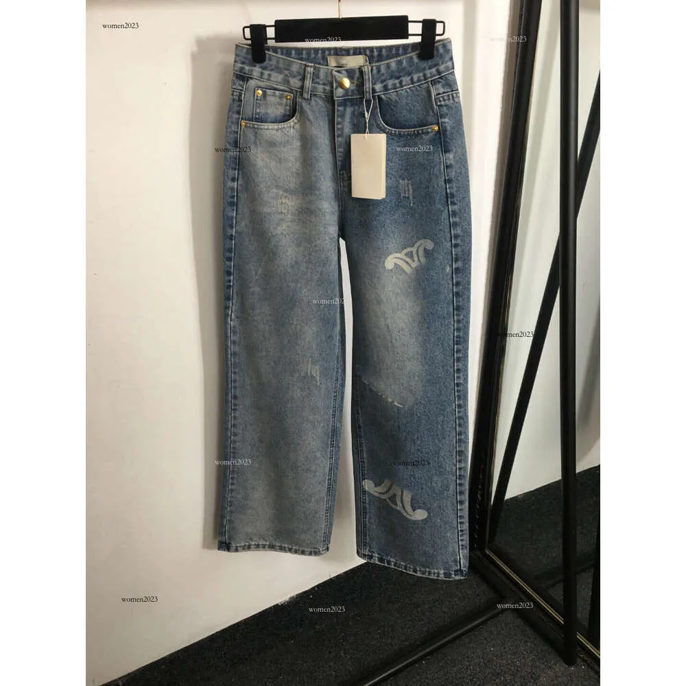 Marka dżinsów Kobiety Jean Designer Pants Logo moda wysoka talia szerokie nogi dżinsy spodnie kobiety wakacje harem dżinsowe spodnie marca 06 marca