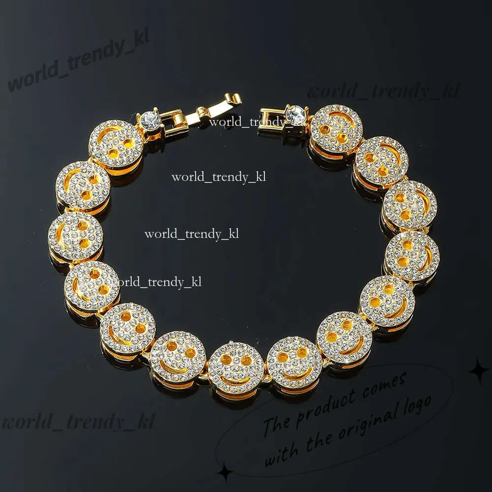 Bracelets de bracelet de bracelet Bracelet Happy Face Plent Full Diamond de la face hip hop