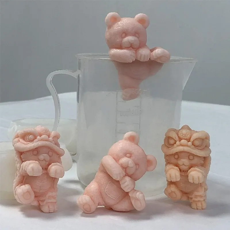 Gereedschap 3D Bear Cat Ice Cube Molds herbruikbare siliconenvormen voor snoep chocolade Soap 3D Ice Cube Maker Bear Form Ice Cubes Mold
