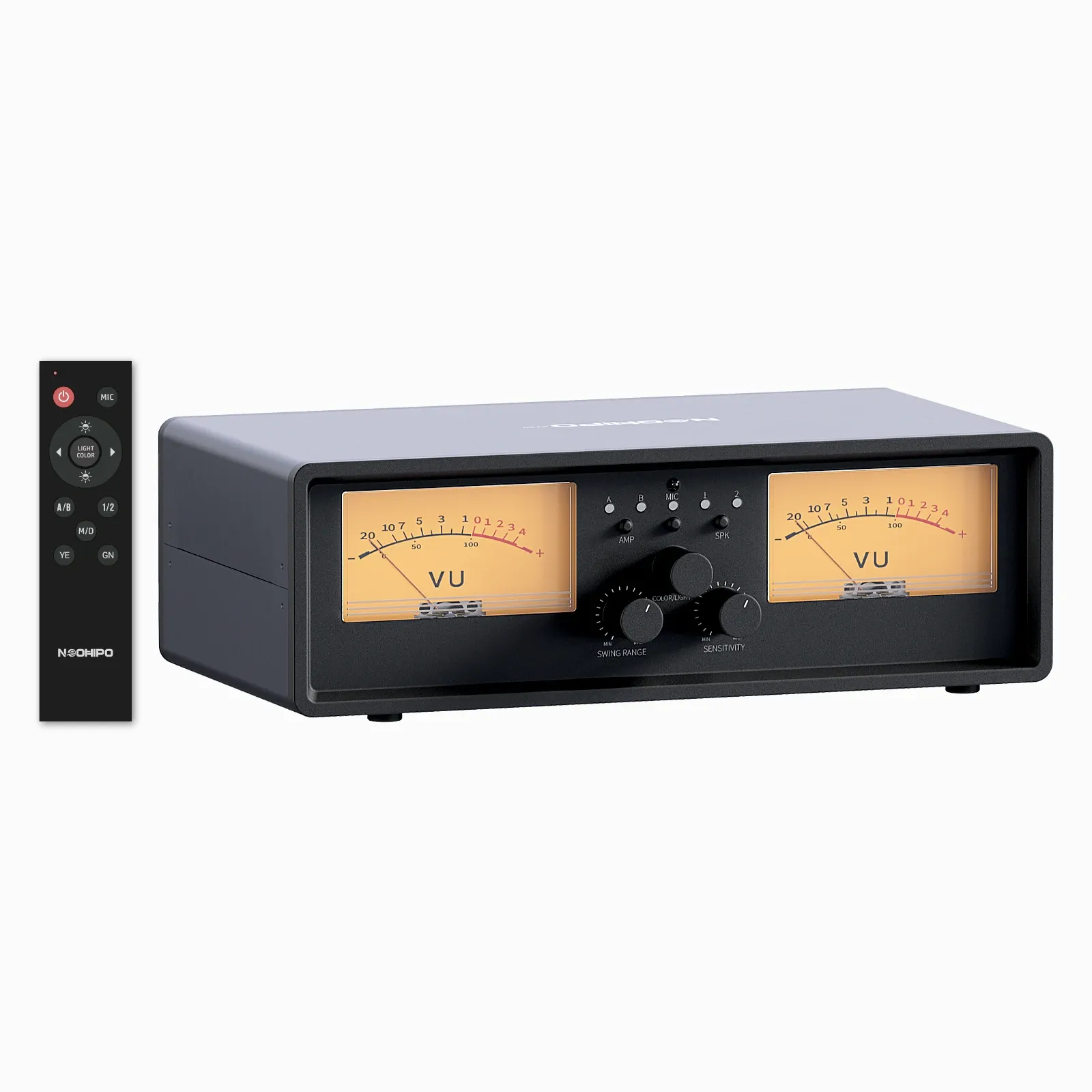 Amplificatore Neoipo ET30 Switcher altoparlante amplificatore, 2in2 out dual analog vu meter, switcher audio con display del pannello DB