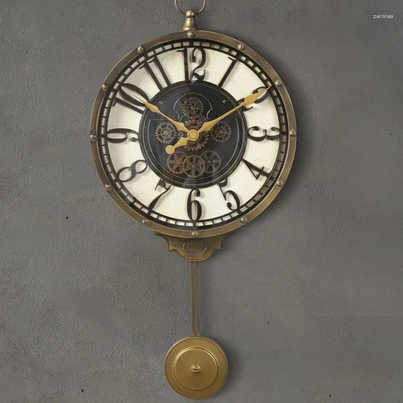 Настенные часы ретро домашнее хозяйство современное украшение гостиная мода висеть часы творческие молчаливые механические часы ветра