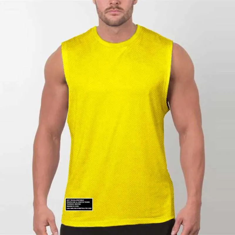 T-shirty Ćwiczenie na siłowni fitness kulturysta kamizelka biegowa letnia siatka nawilżająca knot szybka sucha bluza męska zbiornik rękawowy J240506