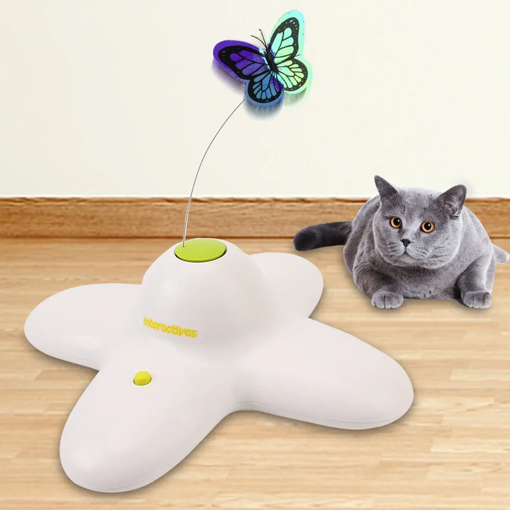 Toys Cat Toy Automatic Interactive Flutter Bug Activated Butterfly Funny Toys Smart flashing puzzel speelgoed 360 graden roterende beweging