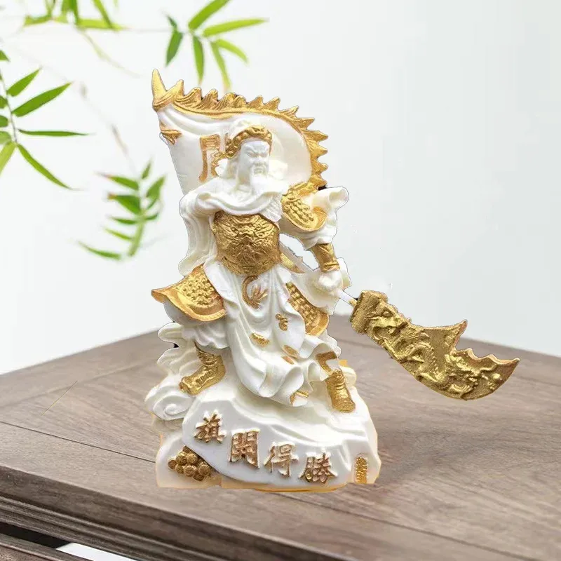 Rzeźby żywica Guan gong postacie posąg Buddha posąg chińskiego boga bogactwa luksusowe biuro domowe biuro feng shui pulpit Statua 5.9in