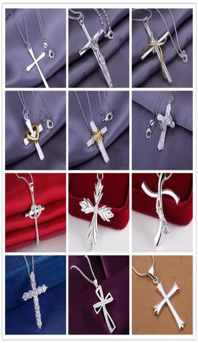 Placting 925 Silver Cross Cipndant Collana Gioielli di moda Regalo di Natale Ordine mista Multina 15PCSlot51572138509356