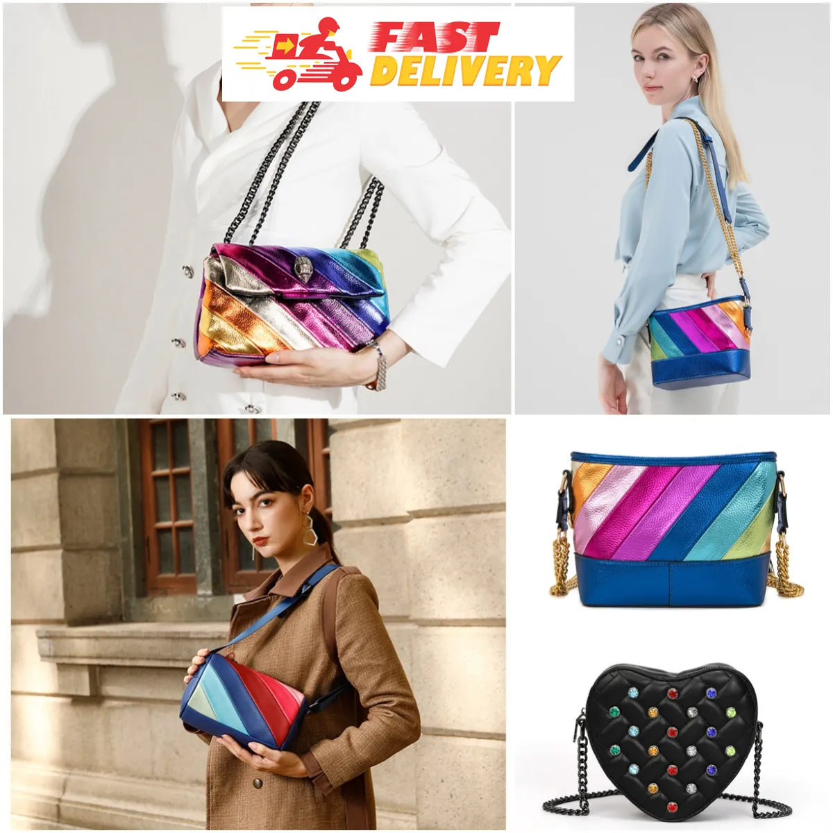 Designer -Tasche Cross Body Heart Bags Luxurys Handtasche Regenbogenbeutel Leder Damen Schultergurt Männer Bumbag Reisekettenklappe Tasche Geldbeutel Clutch -Tasche