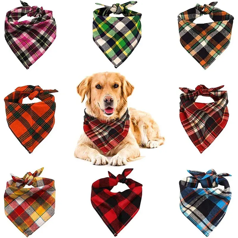 Kleding driehoekige huisdierbandana's voor katten en honden sjaal Kerchief honden slabbetjes wasbare meid dog bandanas katoen geruite honden bandanas