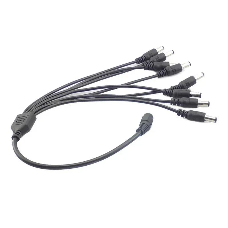 Nuevo divisor de alimentación de 12 V CC enchufe 1 hembra a 2 3 4 5 6 8 Cable de CCTV de CCTV Cable de CCTV Accesorios CCTV Accesorios de alimentación de alimentación 2.1/5.5 mm