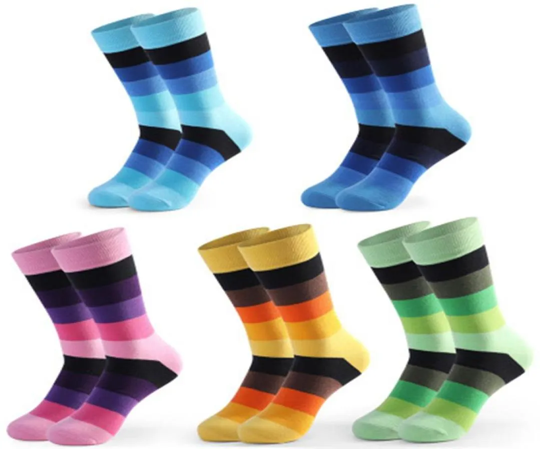 5 Par Men039S CAMSIAL Cammed Cotton Colorful Rainbow Happy Socks Personlighet Roliga Wedding Presents Creative Dress Sock3482364