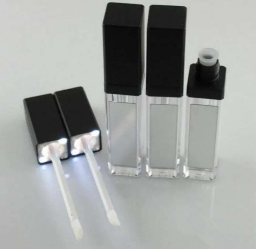 Tubi di lucido a labbra a LED a LED da 7 ml con specchio a tubo a lebbro trasparente a violino trasparente per le labbra lipstick bottiglie di plastica cosmetici di plastica mak6767616