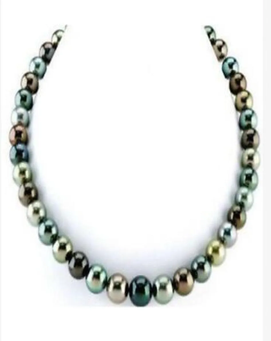 Fast Fine Pearls Jewelry stunning round 910mm tahitian multicolor pearl necklace18quot14k5332371