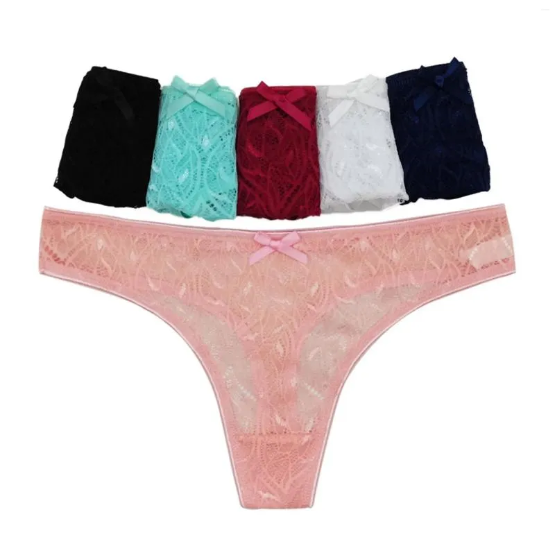 Calcinha feminina feminina feminina lace Hollow Out Sexy Thong Cotton Briefs grils arco cuecas finas 6 cores lingeries de roupas íntimas baixas