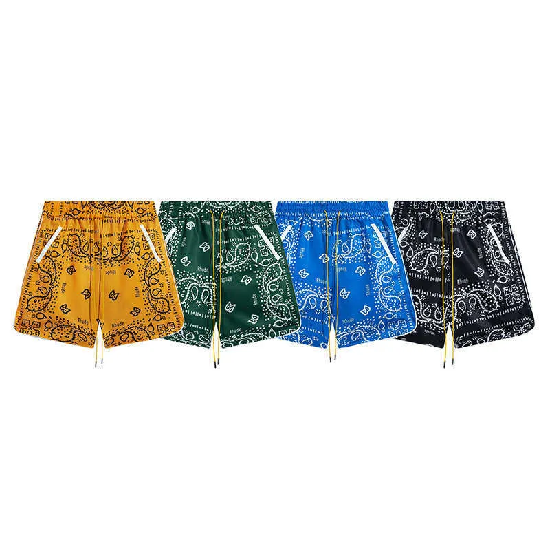 Chaopai rhude micro label ethnique de cajou de cajou décontracté shorts de séchage rapide pour hommes et femmes high street plage élastique capris