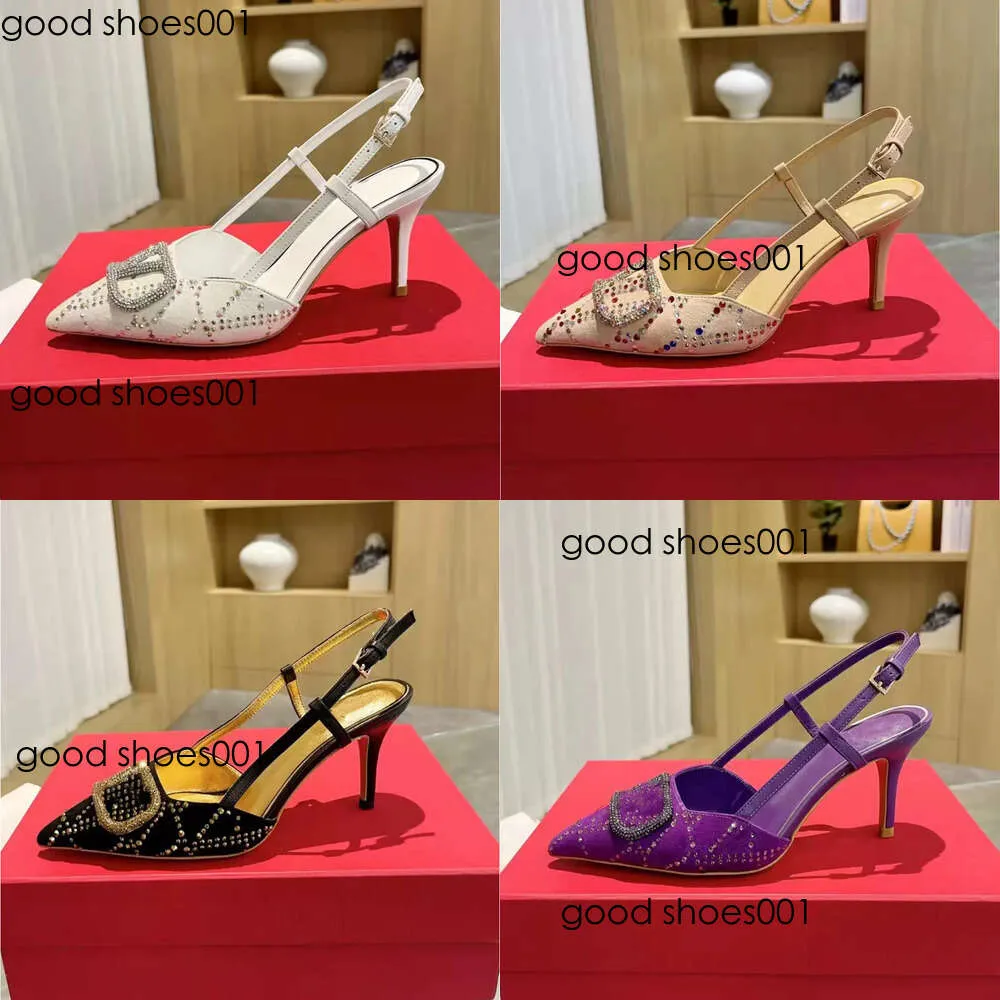 Slingbacks Donne eleganti Designer di tallone ad alto tacco sandali casual mandrino in pelle scamosciata in pelle scamosciata classica classica di punta decorativa di punta di punta in moda abito originale Edition originale