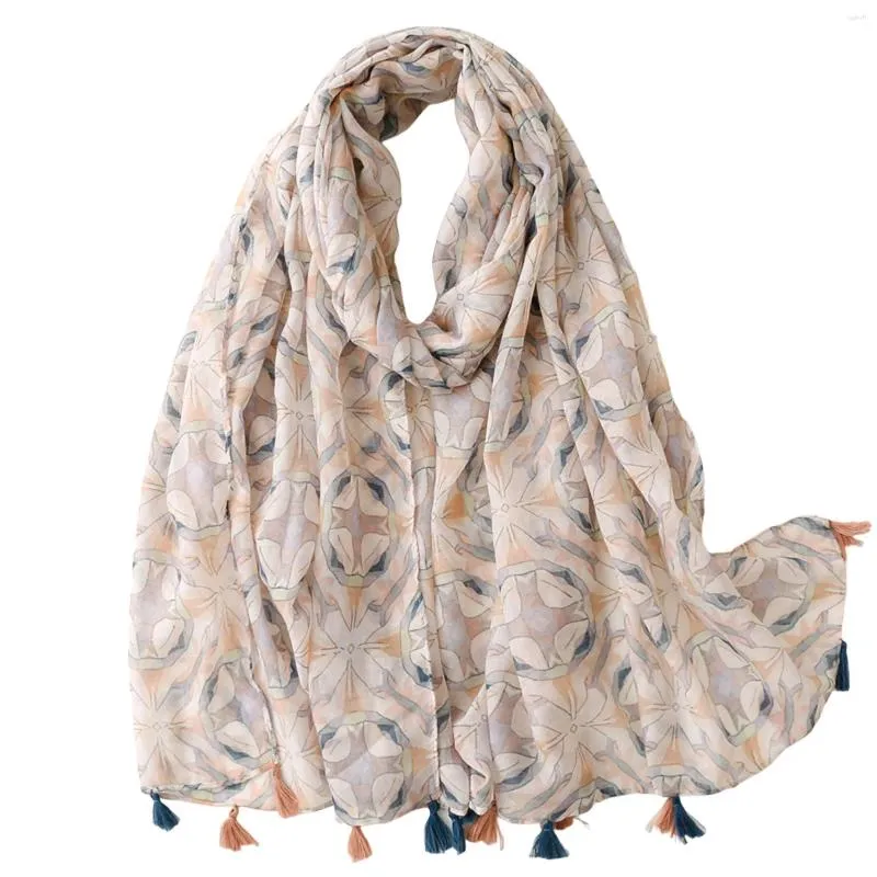 Шарфы Большой бохо шарф для женщин легкий печатный печатный цветочный шаблон