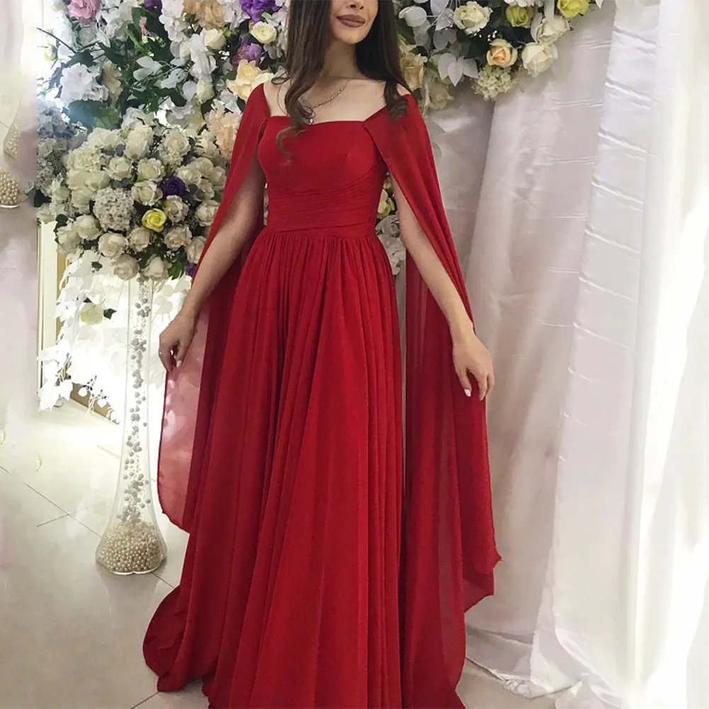 fitted lace wedding dress Red Shimmery Velvet Sleeved Square Neck Formal Dress main image 1