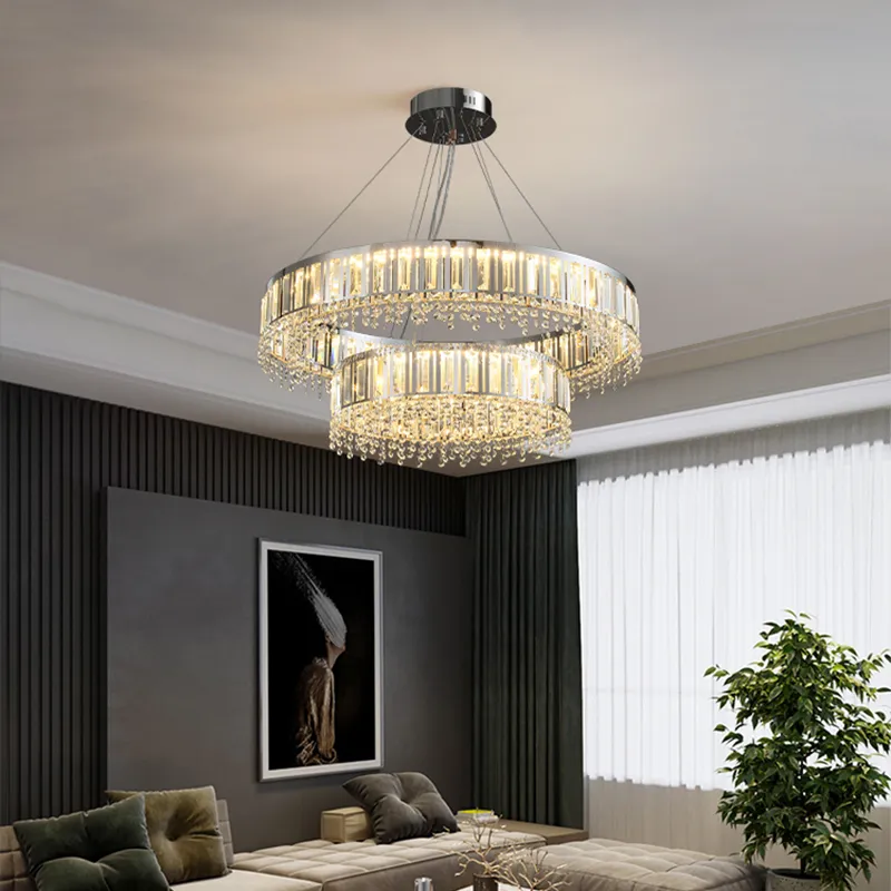 Photo inspiration: Picture Idea: Modern Stainless Steel Crystal Chandelier For High End Living Room