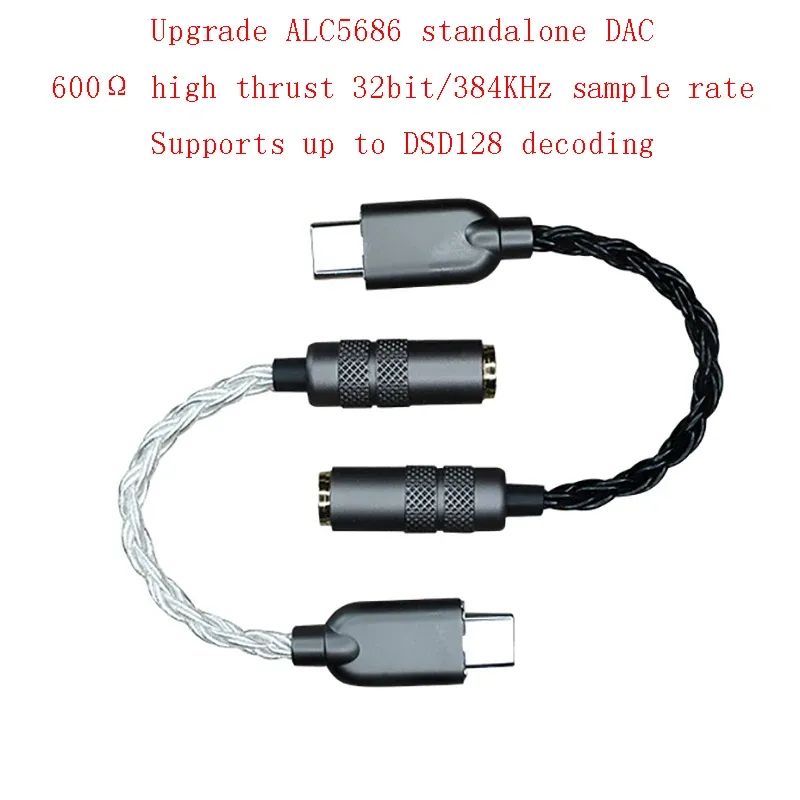 Amplificateurs Amplificateur de casque de décodage HIFI ALC5686 Prise en charge DSD128 32BIT / 384KHz Decoding sans perte d'amplificateur de casque de haute puissance de 600Ω