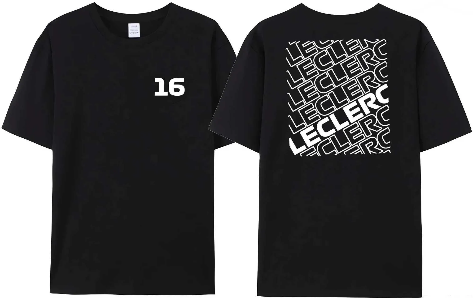 T-shirts masculins 2024 Mens Racing 16 T-shirt F-1 Charles Leclerc Lettres harajuku imprimé fan de course de course pour femmes vêtements décontractés t240506