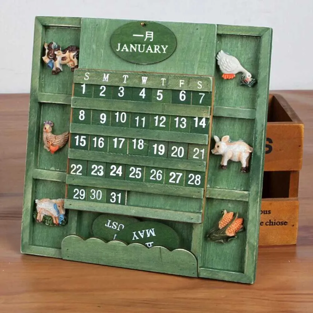 Calendario a muro di legno retrò calendari perpetui della scrivania per la casa calendari da scrivania desktop quotidiano