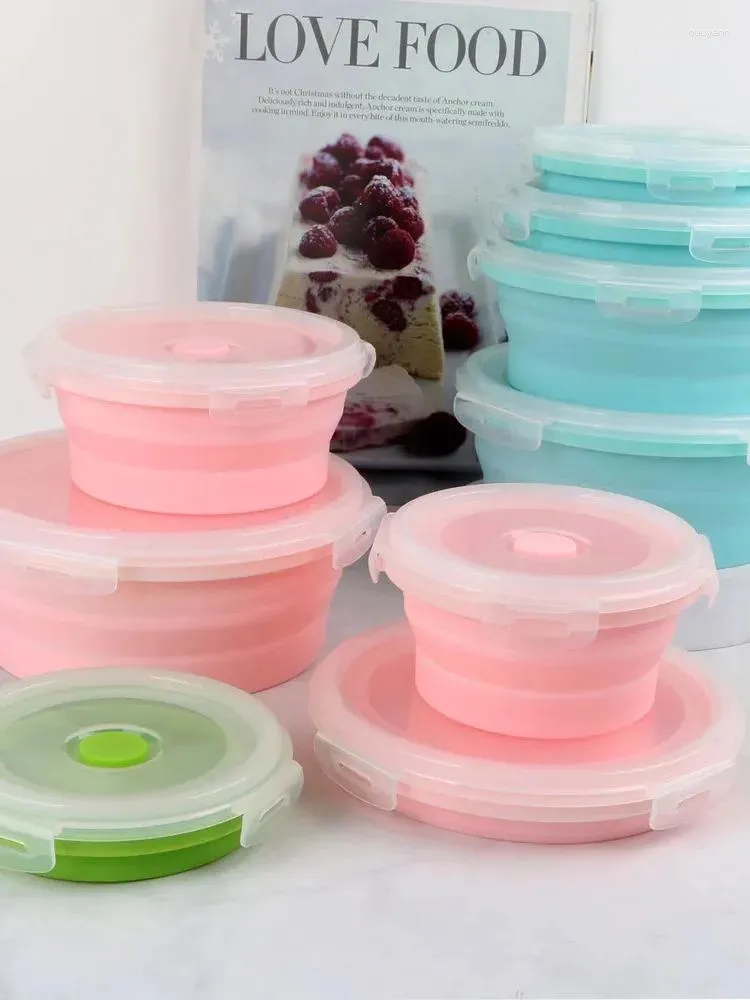 Silicone Silicone Folding Lunch Box Circulaire Bento Preservation Instant Noodle Bowl Picnic Outdoor Portable