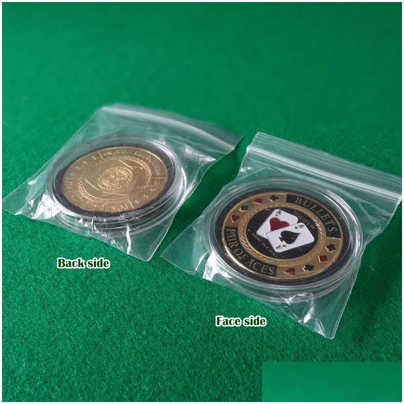 Gambing Group van negen pokerkaartbeschermer metal Protector Souvenir Craft Chips Dealer Coins Game Gift Hold039EM Accessoires4785776 Drop D DHH90