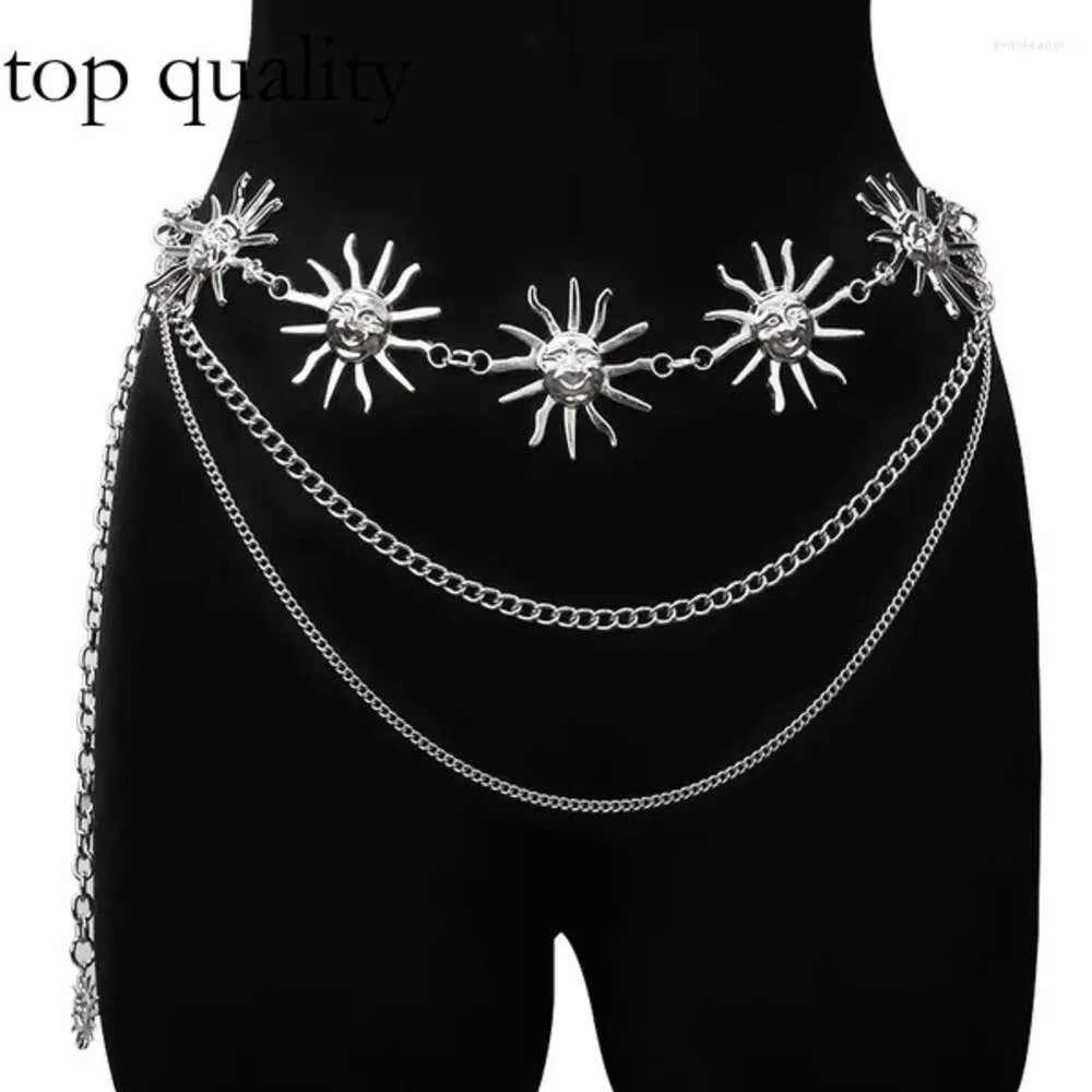 Gürtel Taillenkette Frauen Metall Sonnenblumengürtel Körper grenzüberschreitend atmosphärisch einstellbarer Overall Gothic Jeans Accessoire Long Kett 905