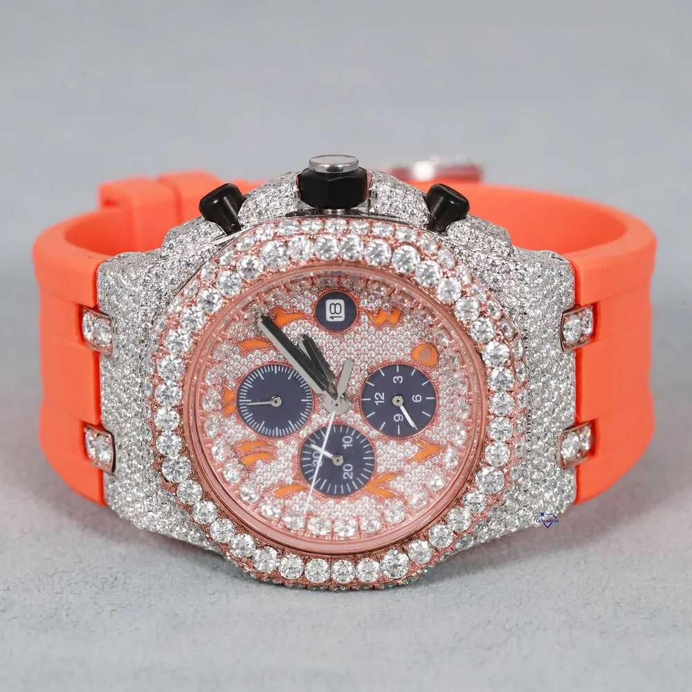 Ukryte zapięcie mechaniczne męskie zegarek Hip Hop Made vvs klarowność naturalna okrągła genialne cięcie diamentów daje unikalny styl