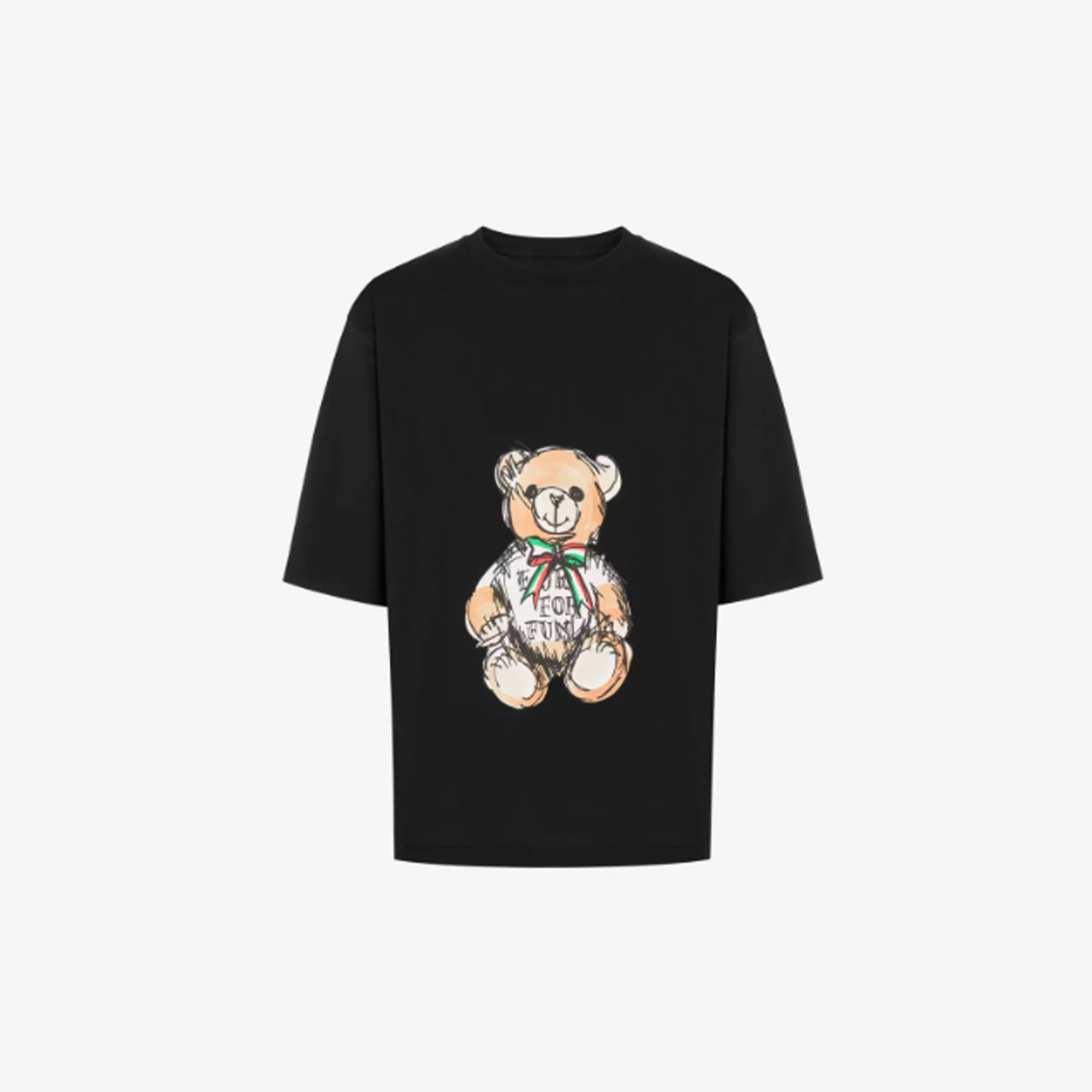 Getrokken teddybeer biologische jersey t-shirt heren ontwerper thirts merk kleding teddy print dames t-shirt ronde nek ss extra grote hiphop t-shirt top tees 1620