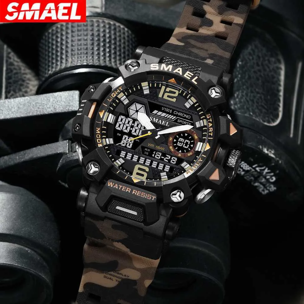Smael Tactical Off-Road Camouflage Watch Mens grand cadran Luminal Allofproof Allo