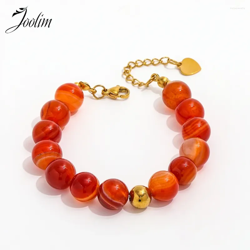 Link braccialetti joolim gioielli all'ingrosso PVD di fascia alta PVD Waterproof Fashion Simple Patchwork Rosso Bracciale in acciaio inossidabile in perline rossa per perline rossa per