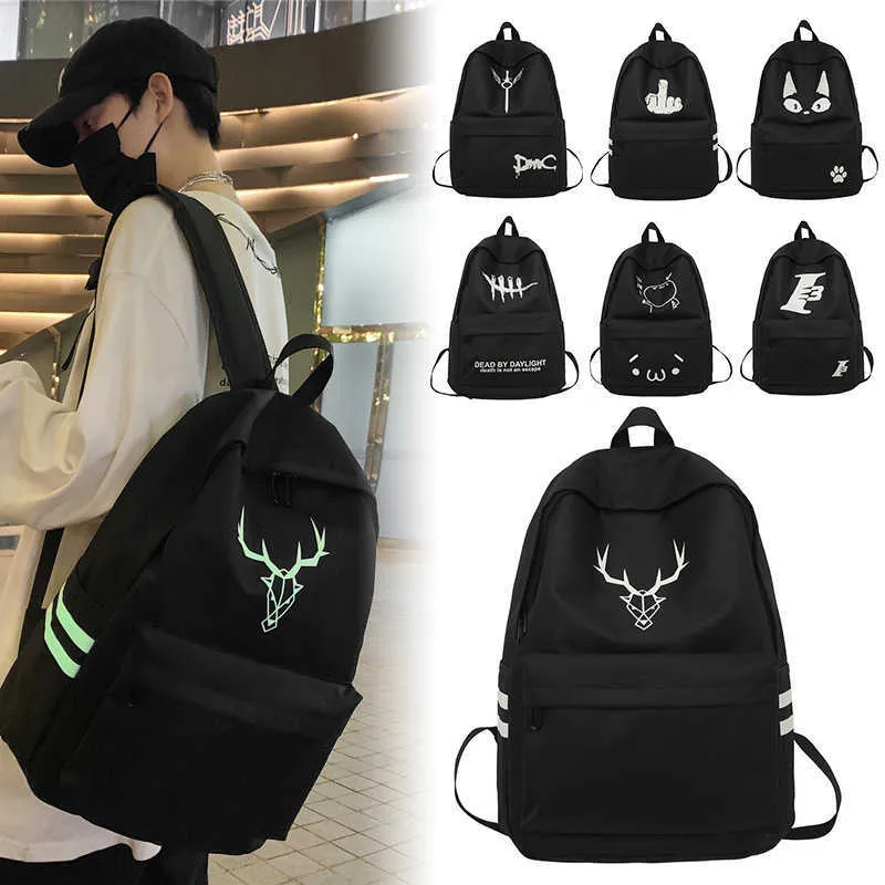 Oxford Waterdichte studentenschooltas Koreaanse versie Trend Lumineuze junior middelbare school Campus Backpack Men 231115