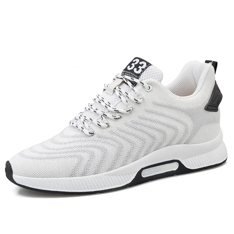 Chaussures de course en blanc pur Men de baskets Trainers respirants Tennis sportif