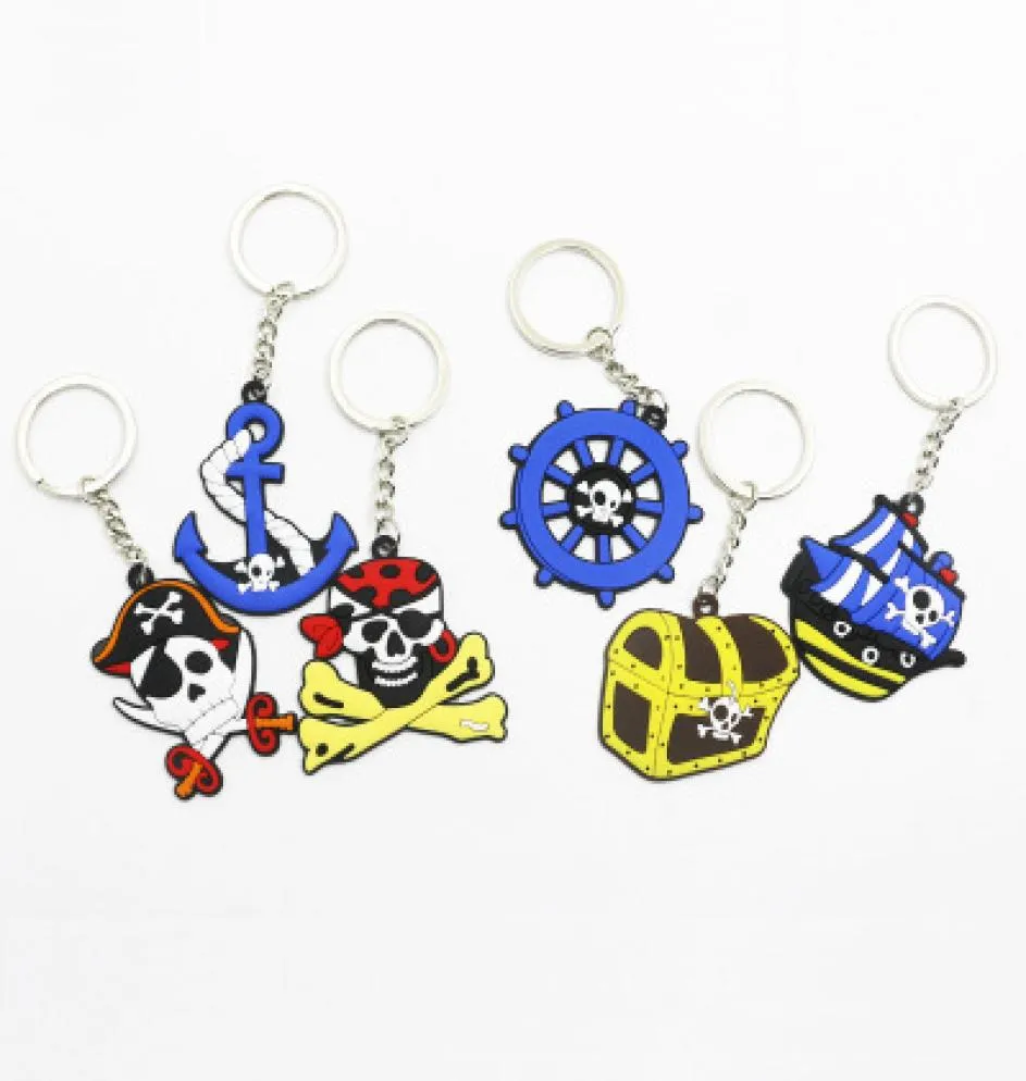 Top -Qualität Pirate -Serie Keychain PVC Weichgel Key Rings Mode Schmuck Halloween Geschenk Keychain Whole Ship 7183658