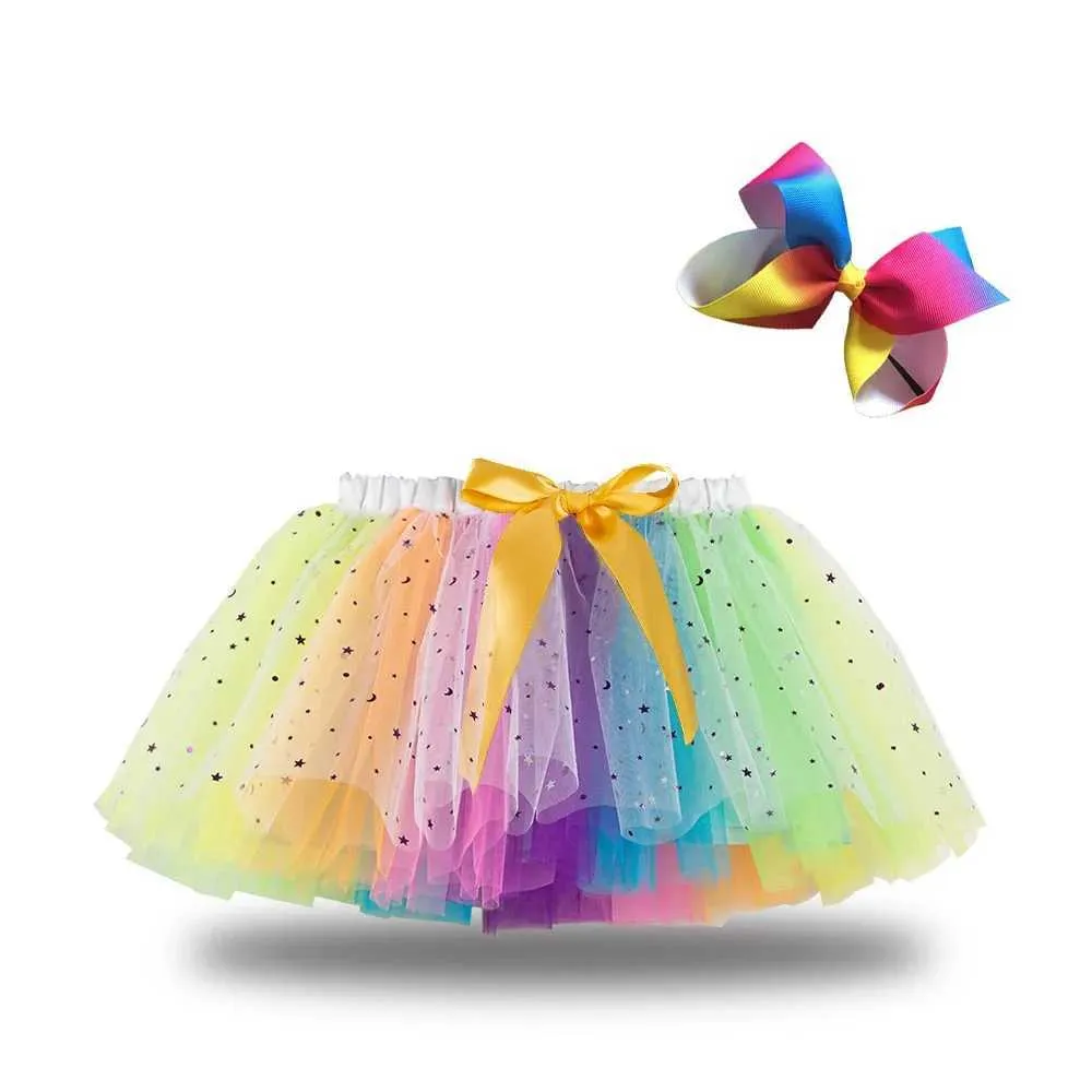 Mrhe Tutu Dress 2024 New Tutu kjol baby flickor kläder 12m-8y färgglada mini pettiskirt barn fest dans regnbåge tyll kjolar barn kläder d240507