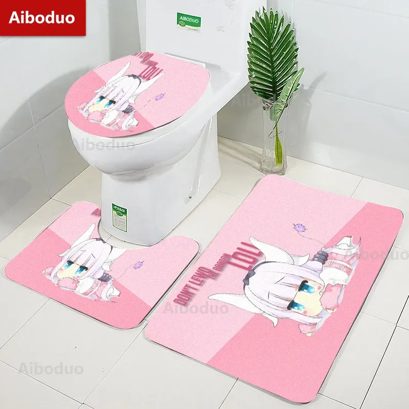 Covers Aiboduo Pink Kanna 3pcs/Set Non Slip Rug Toilet Deksel Set Badkamer pad Tapijt Kwaii Anime Home Decoratie Contour Bat Mat