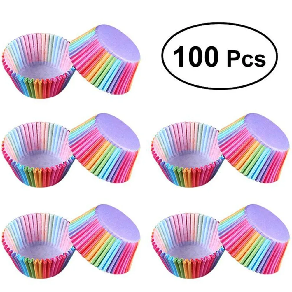 Molds 100 stcs cakepapierbekers mini cupcake muffin cupcake bakvorm dessert papieren beker cake lade banketgereedschap levert cake gereedschap