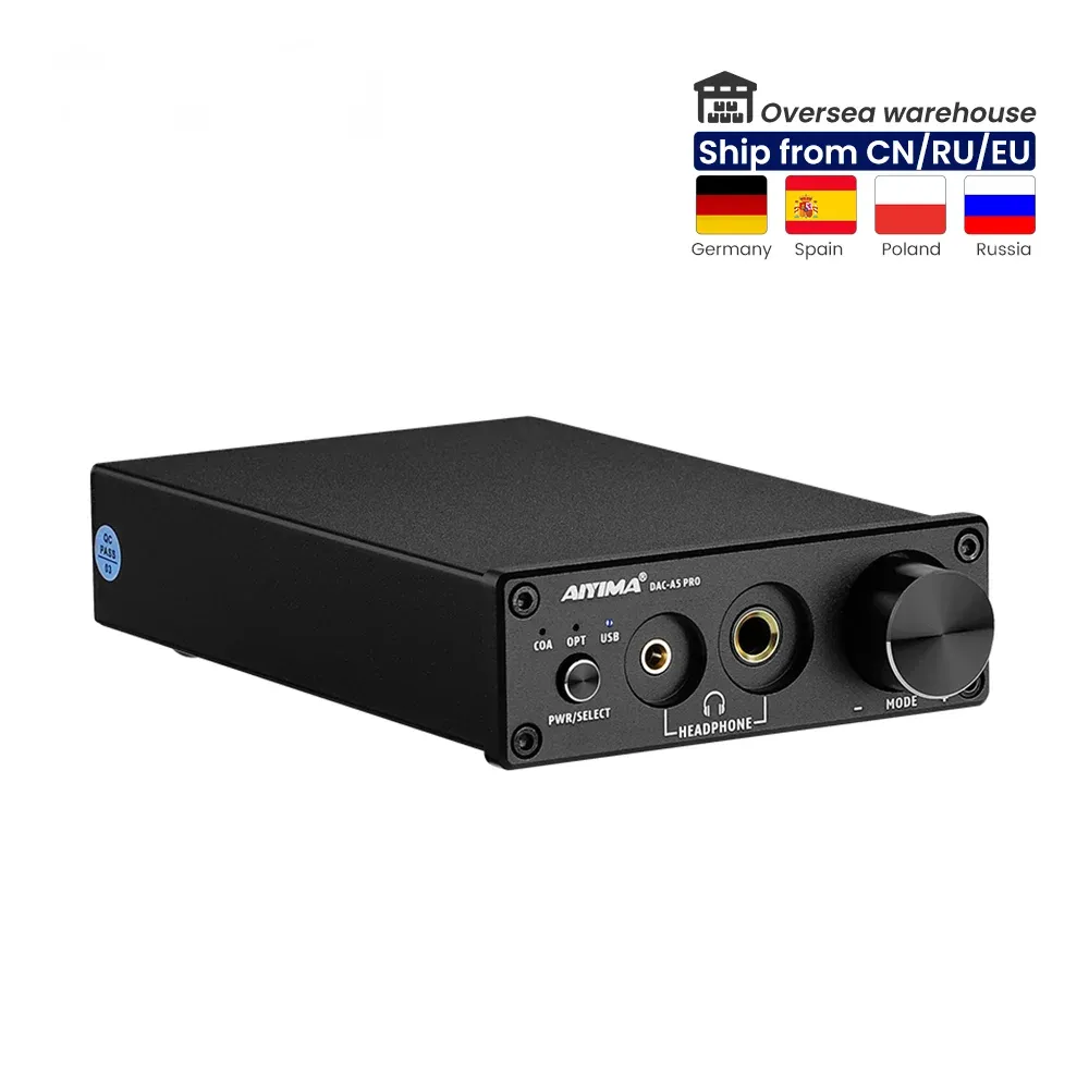 Verstärker aiyima A5 Pro Kopfhörerverstärker USB DAC 24bit 192KHz HiFi Decoder Audio Interface Digital optische Koaxial -PC -USB -Konverter